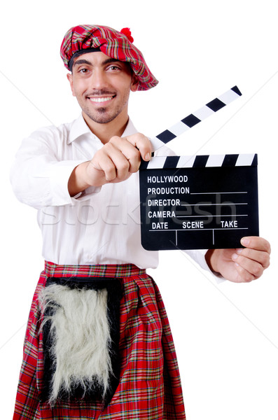 Scotsman with movie board on white Stock photo © Elnur