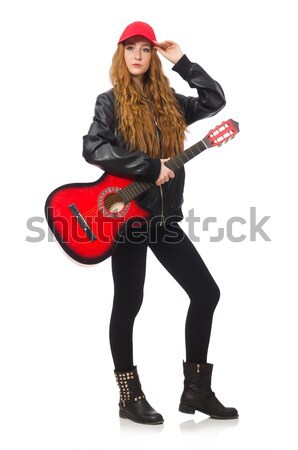 Dancing woman in black leather costume Stock photo © Elnur