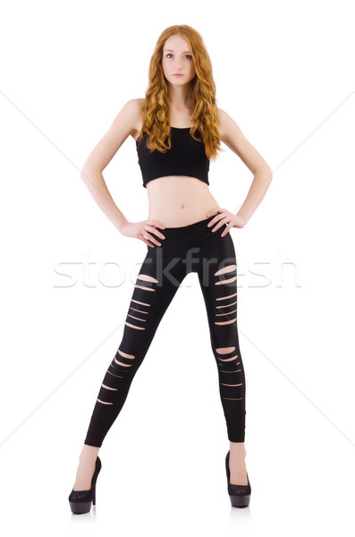 Girl with torn leggings on white Stock photo © Elnur