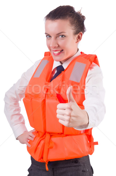 Young woman with life vest on white Stock photo © Elnur