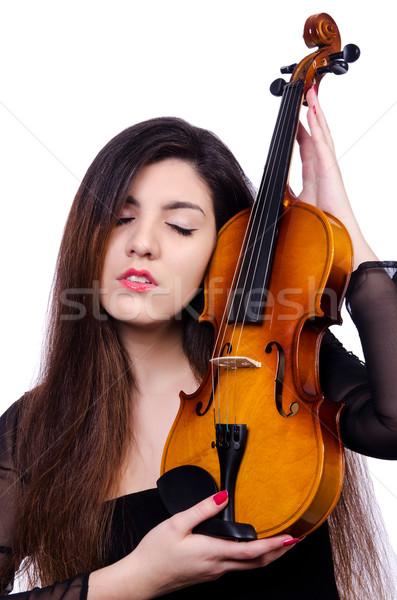Young performer with violin on white Stock photo © Elnur