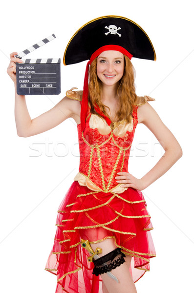 Woman pirate with movie board Stock photo © Elnur