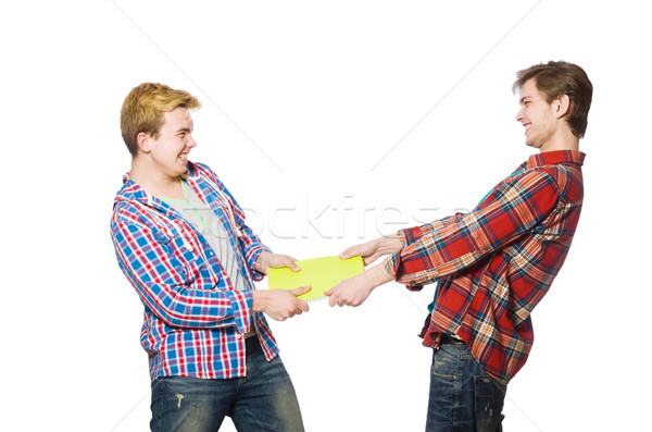 Jonge student geïsoleerd witte glimlach boek Stockfoto © Elnur