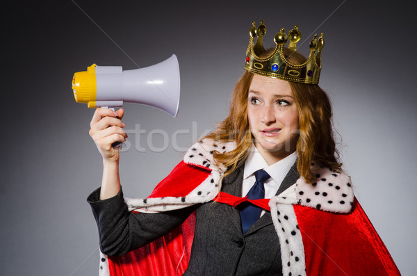 Foto stock: Rainha · empresário · alto-falante · engraçado · mulher · trabalhar