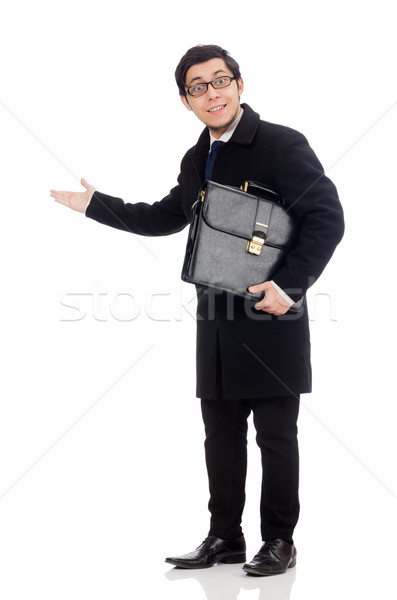 ストックフォト: 若い男 · スーツケース · 孤立した · 白 · 男