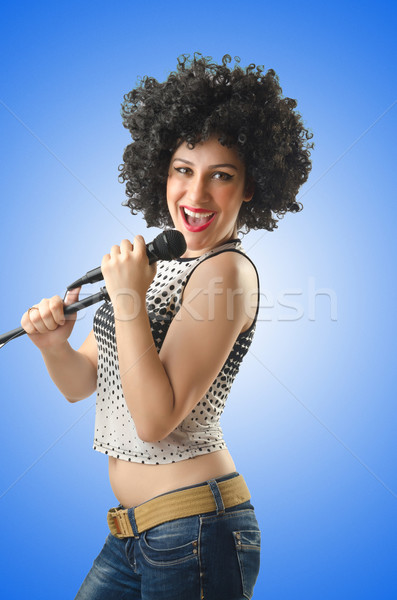 Nő afro frizura fehér buli boldog Stock fotó © Elnur