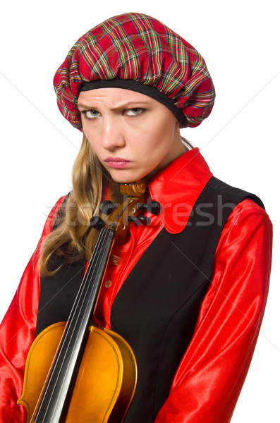Funny woman in scottish clothing with violin Stock photo © Elnur