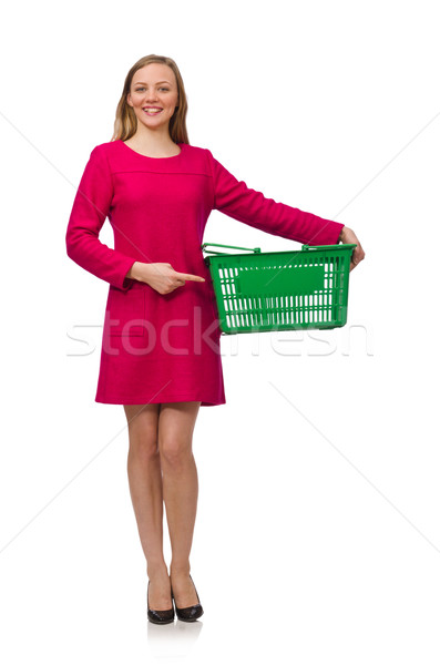Woman with shopping cart isolated on white Stock photo © Elnur