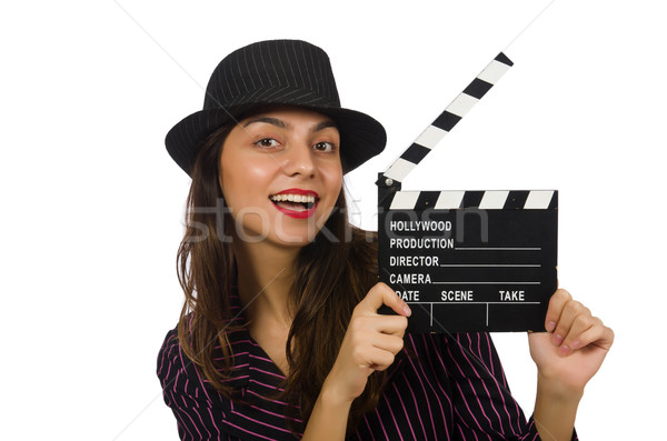 Woman with movie clapboard isolated on the white Stock photo © Elnur
