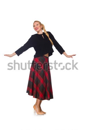 Blond hair model wearing scottish skirt isolated on white Stock photo © Elnur