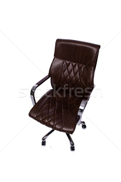 Marrón cuero silla de oficina aislado blanco oficina Foto stock © Elnur
