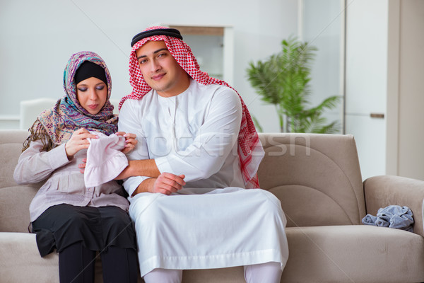 The young arab muslim family with pregnant wife expecting baby Stock photo © Elnur