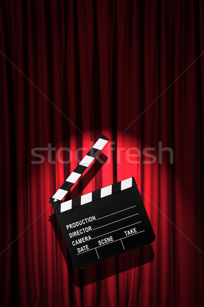 Movie clapper board against curtain Stock photo © Elnur