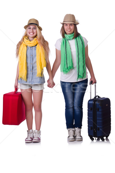 Stock fotó: Pár · fiatal · diákok · utazás · lány · nők