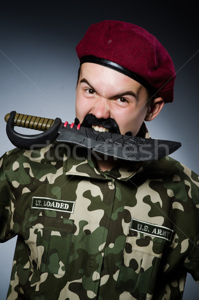 Funny żołnierz ciemne człowiek zielone wojny Zdjęcia stock © Elnur