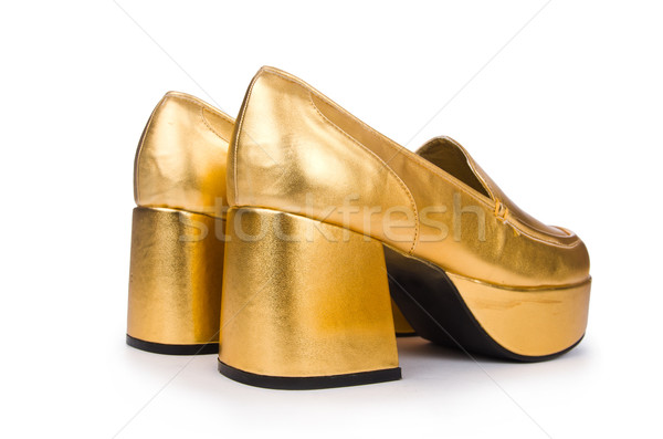 Golden woman shoes isolated on the white Stock photo © Elnur