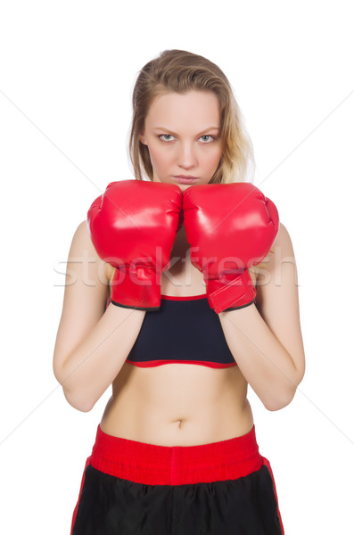 Woman boxer on white background Stock photo © Elnur