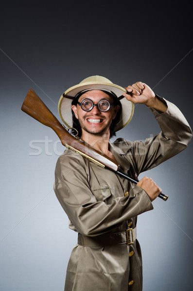 Funny safari hunter with rifle Stock photo © Elnur