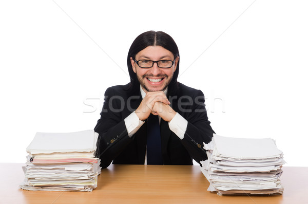 Businessman overwhelmed and stressed from paperwork Stock photo © Elnur