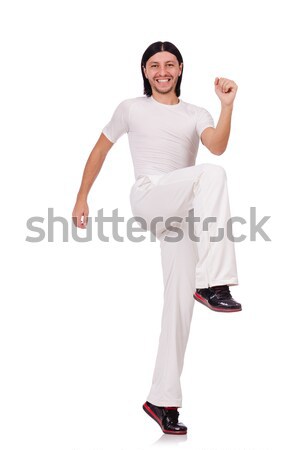 Stock foto: Mann · weiß · Sportbekleidung · isoliert · weißen · Mannes · Sport
