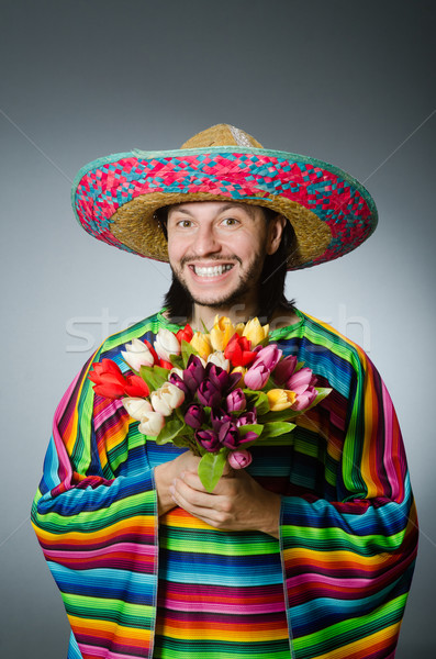 Stock foto: Mexican · Mann · Tulpe · Blumen · Hochzeit · glücklich