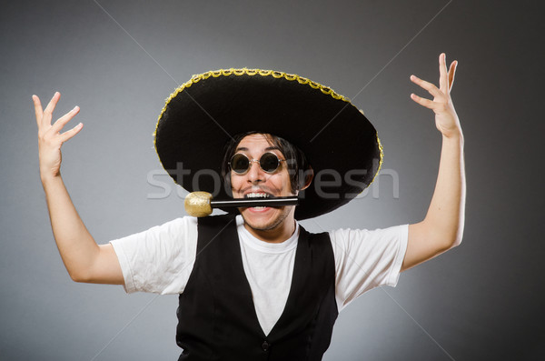 Person tragen Sombrero hat funny Party Stock foto © Elnur
