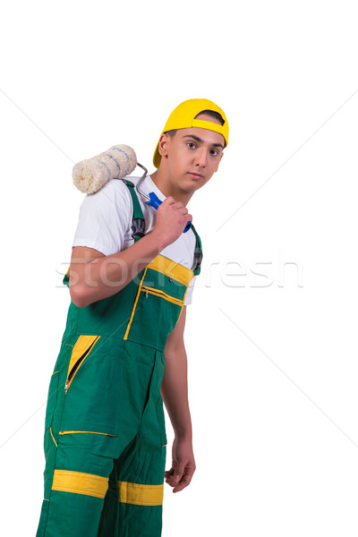 Young repairman painter with roller isolated on white Stock photo © Elnur