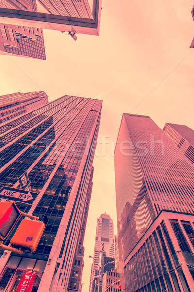 New York skyscrapers vew from street level Stock photo © Elnur