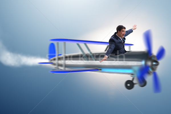 Zakenman economisch crisis hemel vliegtuig vliegtuig Stockfoto © Elnur