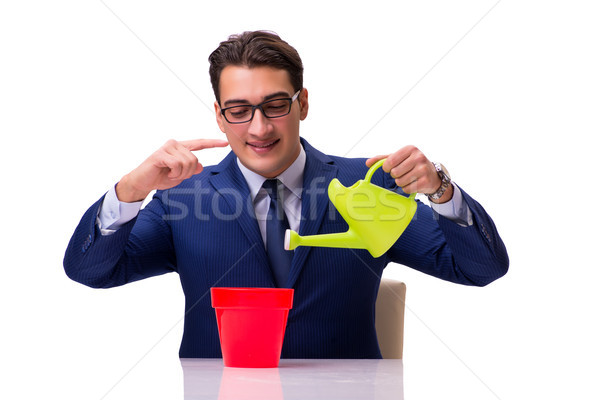 Businessman with watering can isolated on white Stock photo © Elnur