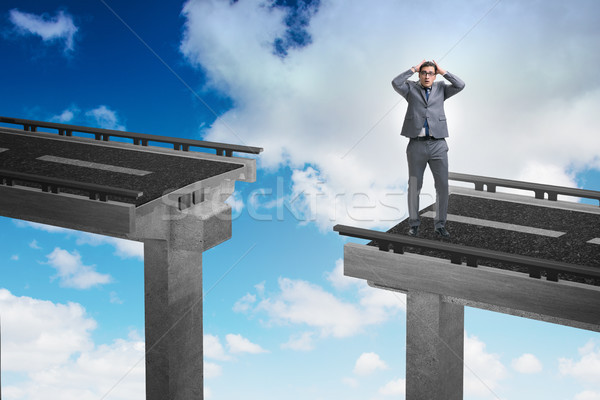 Jungen Geschäftsmann Unsicherheit Brücke Gebäude Stadt Stock foto © Elnur