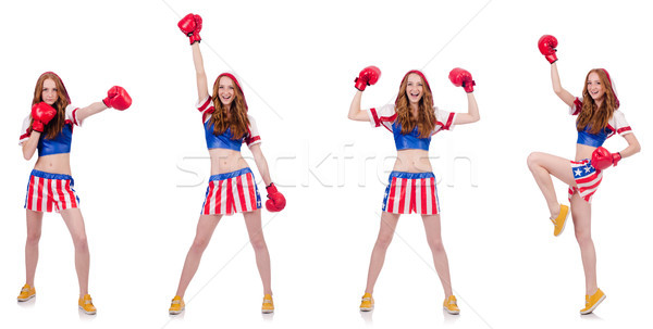 Woman boxer in uniform with US symbols Stock photo © Elnur