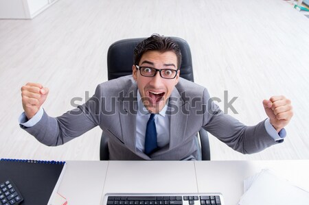 Angry call center employee yelling at customer Stock photo © Elnur