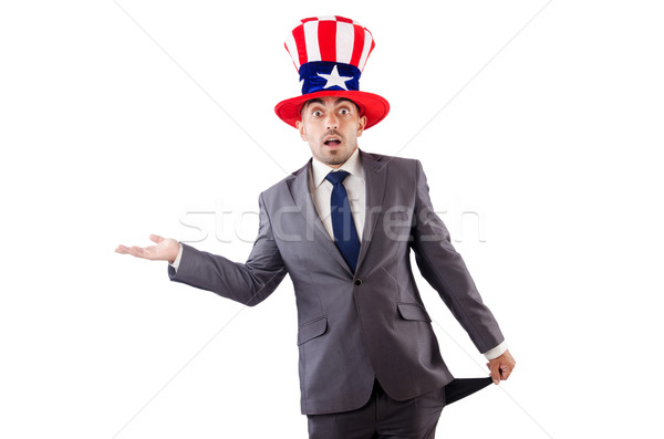 Om american pălărie cere bani fericit Imagine de stoc © Elnur