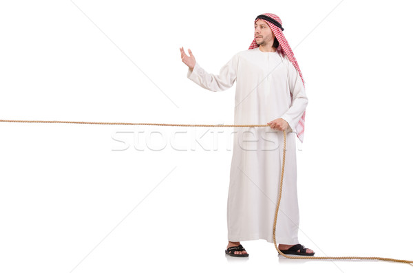 Arab in tug of war concept on white Stock photo © Elnur