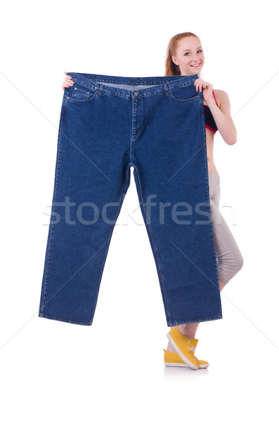 Stock foto: Frau · groß · Jeans · Diäten · Mädchen · glücklich