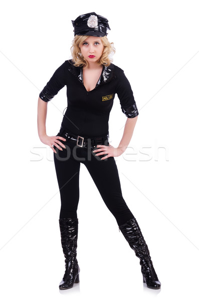Zdjęcia stock: Kobieta · policji · odizolowany · biały · model · bezpieczeństwa