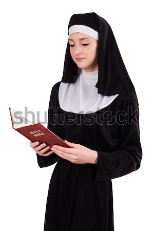 Foto stock: Jóvenes · monja · religiosas · mujer · libro · belleza