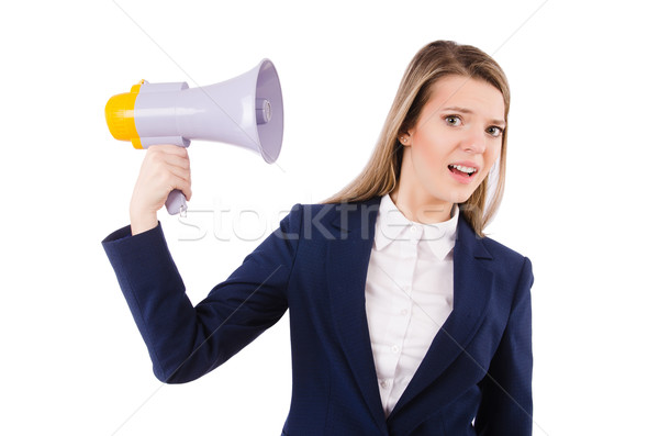 Woman with loudspeaker on white Stock photo © Elnur