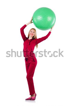 Man with swiss ball doing exercises on white Stock photo © Elnur