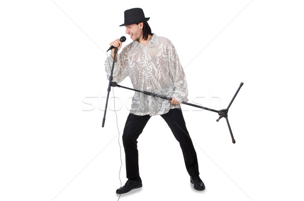 Man with mic isolated on white Stock photo © Elnur