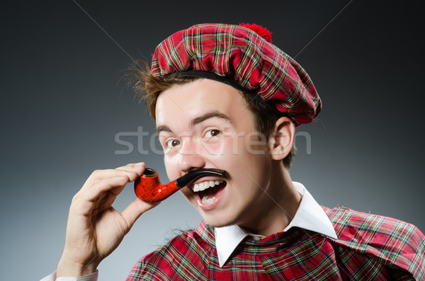 Funny scotsman smoking pipe tobacco Stock photo © Elnur