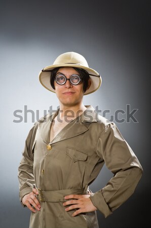 Funny safari hunter against background Stock photo © Elnur