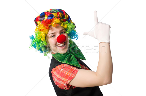 Stockfoto: Vrouwelijke · clown · geïsoleerd · witte · meisje · partij