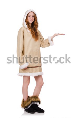 Blond fille à pois robe isolé blanche [[stock_photo]] © Elnur
