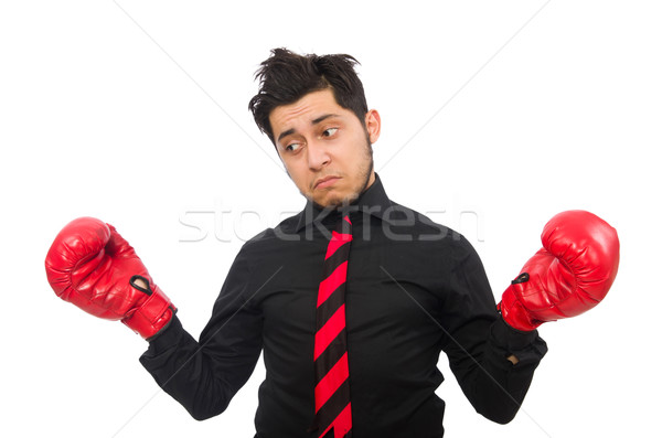 Uomo imprenditore rosso guantoni da boxe mano lavoro Foto d'archivio © Elnur