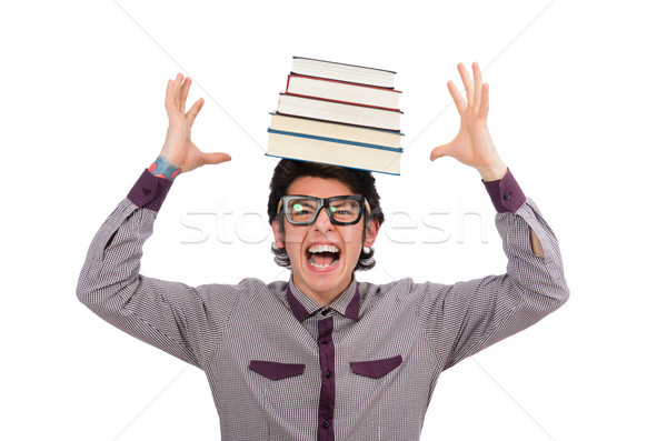 Student książek odizolowany biały szczęśliwy badania Zdjęcia stock © Elnur
