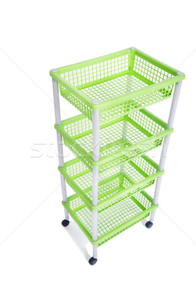 Green bin rack shelf with wheels isolated on white Stock photo © Elnur