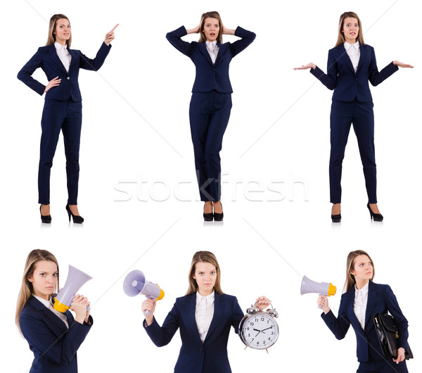 The businesswoman with loudspeaker isolated on white Stock photo © Elnur