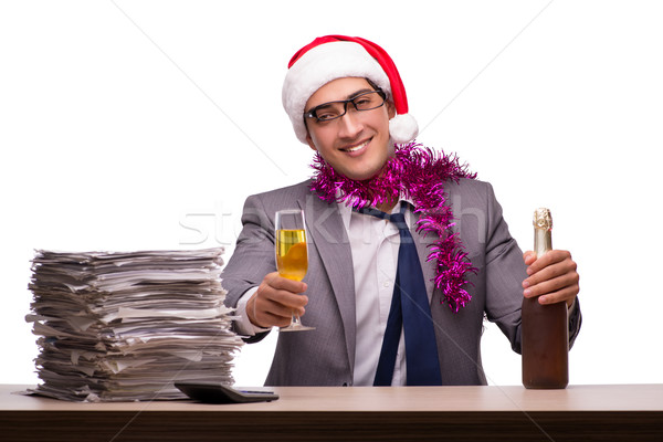 Young businessman celebrating christmas in office Stock photo © Elnur